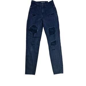 Pretty‎ Little Thing NWT Tall Black Distressed Mom Jean - 6 Tall (UK Size) / 2US